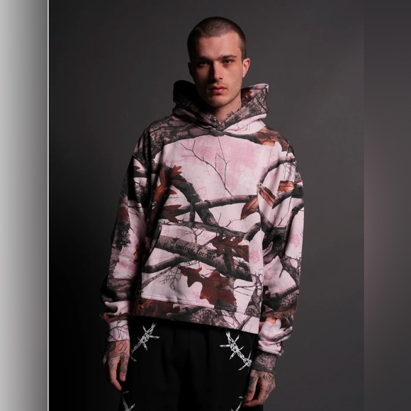 DARC SPORT WOLVES "BOX CUT" HOODIE IN BROWN/LIGHT MAUVE WOODLAND CAMO SIZE MED - Picture 4 of 4